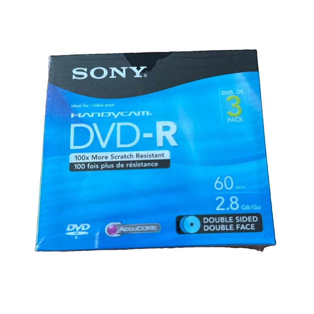 Sony Handycam Dvd-R 3 Pack 60min 2.8GB Double Sided Double Faced Discs SEALED
